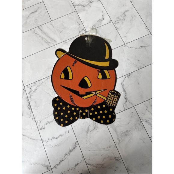 Luhrs Other - Vintage Diecut PUMPKIN HEAD Cob Pipe Hanging HALLOWEEN DECORATION LUHRS
